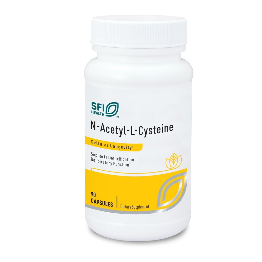 Klaire Labs SFI Health N-asetyyli-L-Cysteine 500mg - Aminohappo Glutatione Precursor NAC - Support Cellular Antioxidanttisuojaus - Hypoallergenic, soijavapaa, maissivapaa (90 kapselia)