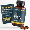 Holistiq Black Seed Oil Organic Cold Pressed Capsules | 5% Thymoquinone | Non-GMO & Vegan | Nigella Sativa Black Cumin Seed Oil, Omega 3 6 9 Adult Immunity Support - 120 Softgels, 2 månaders leverans