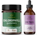 HERBAMAMA Chlorophyll och Milk Thistle Kit - Bundle av 50 mg Chlorophyll Gummies & Milk Thistle Extract Tincture 4 fl oz - Vegan, Non-GMO, Sugar & Alkoholfri - 2 Pack