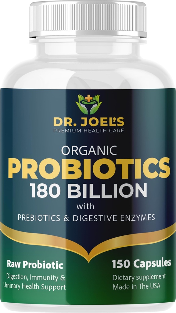 Organic Probiootit 180 miljardia PMY - 40 Kantaa Vegan Probiootit + Prebiootit + Dgestive Enzymes - Gut & Immuuniterveys - 100% Pure, Maksimi teho & Hyllytabletti - Valmistettu Yhdysvalloissa