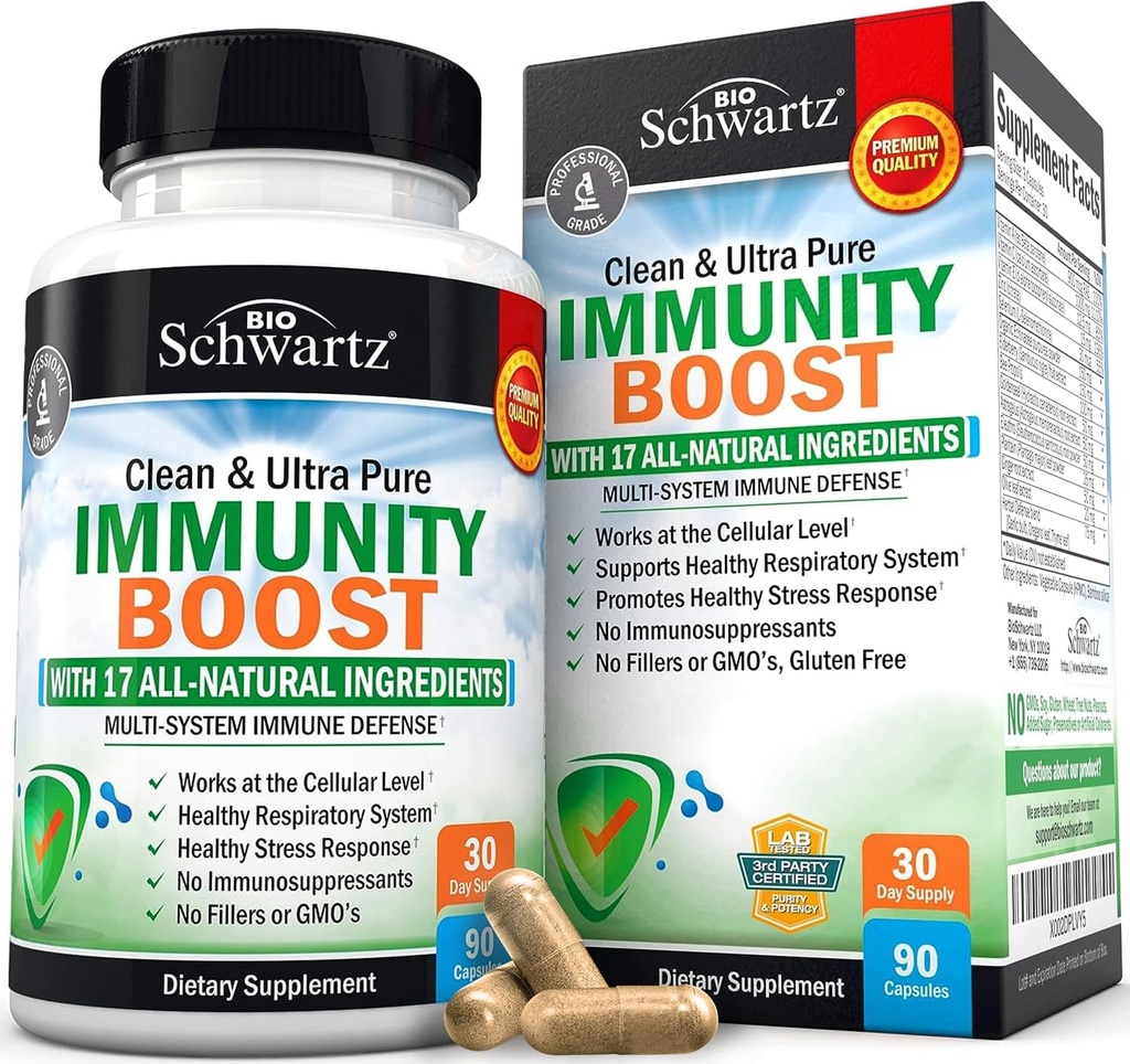 Immuniteetti Boost täydentää vanilja, A-vitamiini, Echinacea & Sinkki + C-vitamiini 1000 mg kapselit sinkki, Rose HIPS & Bioflavonoidit
