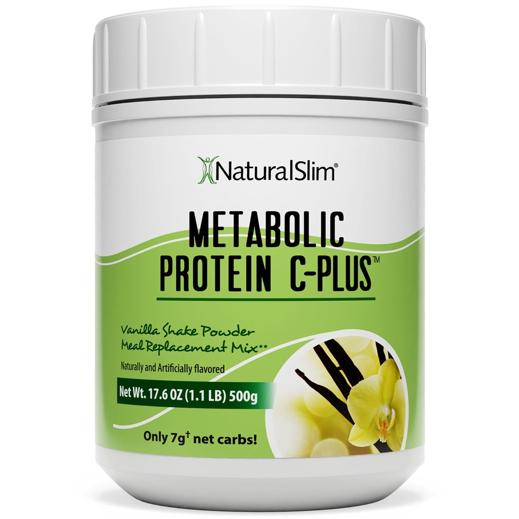 NaturalSlim Protein Powder with vitamiins and Minerals Metabolic C-Plus - Ateriankorvikejauhe varustettu C-vitamiini, Sinkki ja Aminohappo - Suklaaproteiinijauhe 10 tarjoilut 1,1 lb.