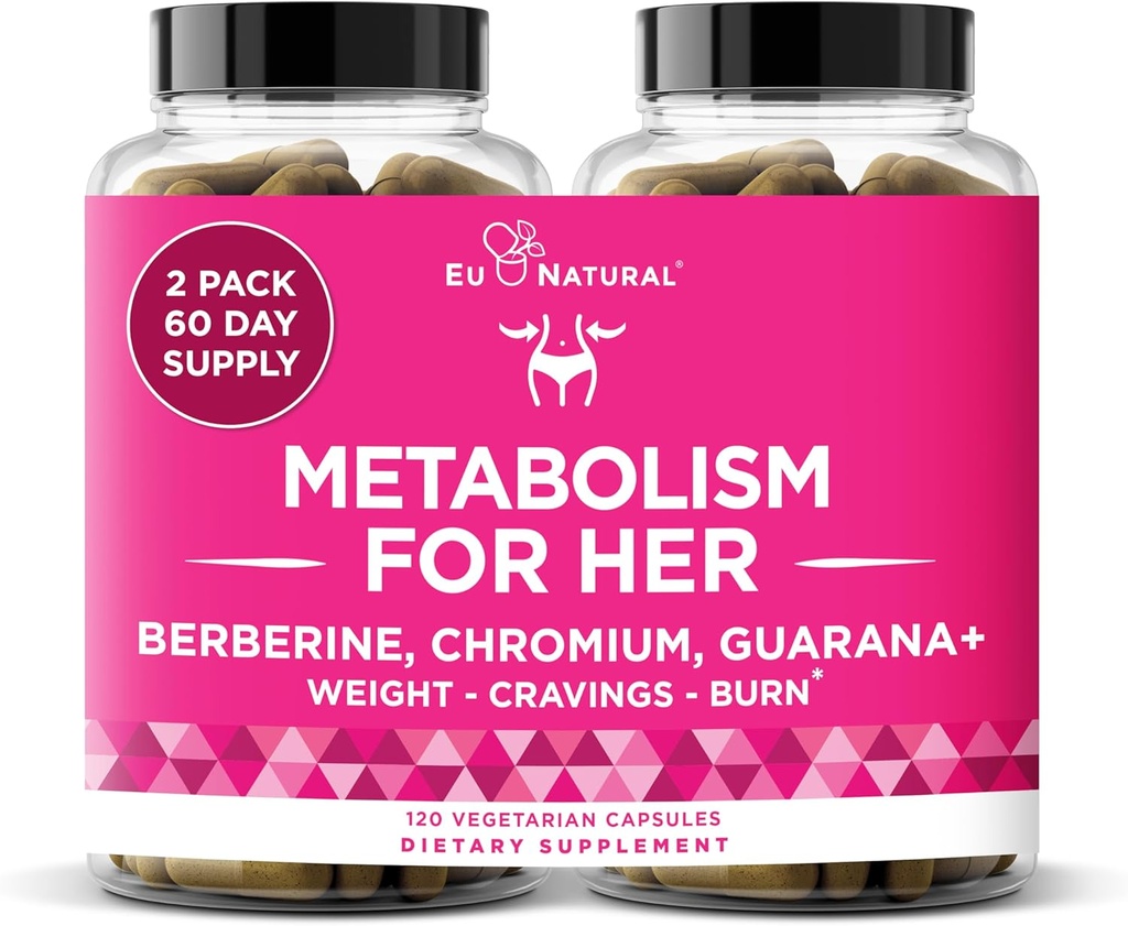Aineenvaihdunta hänelle - ruokahalua ja aineenvaihduntaa tukea naisille - Curb Cravings, vähentää Caloric Intake & edistää tunteita Fullness - berberiini, Kromi Picolinate & Guarana - 120 Veg kapselit