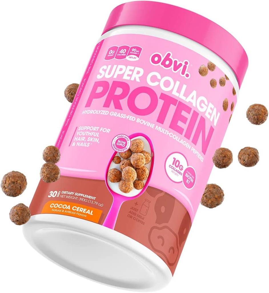 Obvi Multi-Collagen Super Protein Powder (Chocolate Cereal, 14 Oz) ...