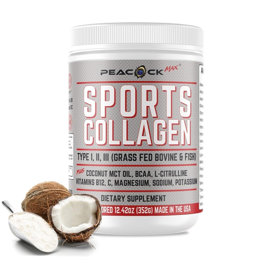 Sports Collagen Electrolytes Powder, 12.42 oz - Grass Fed Naudan ja Wild Fish Hydrolysed tyyppi I, II, III Multi Collagen Peptides for Electrolyte Drinks, Unmariored Protein Powder with BCAA, Magnesium