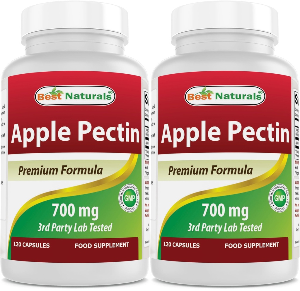 Best Naturals Apple Pectin 700 mg - Ravintokuitu - Suoliston tuki - 120 kapselia (120.