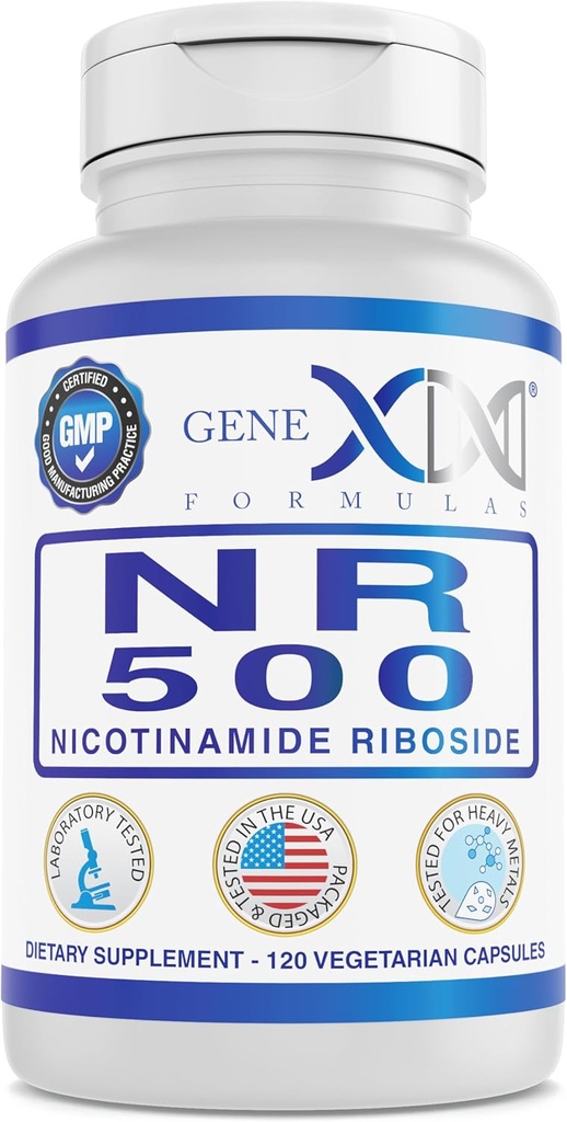 Genex Formula NR Nikotinamidi Ribosidi 500 mg/Serving (120 kapselia) NAD+ Precursor for Healthy Aging - GMP-sertifioitu, ei-GMO, gluteeniton, kasvissyöjä (1 pakkaus)