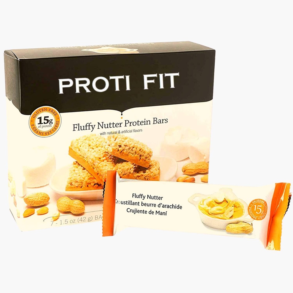 Proti Fit - Fluffy Nutter Low-Carb Proteiinipatukat, Low-Calorie Välipalat laihtuminen ja terveelliset ateriat (Fluffy Nutter, 1 pakkaus)
