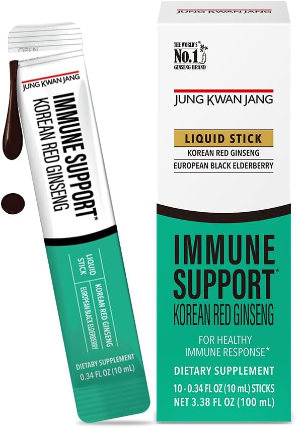 JUNG KWAN JANG Korean Red Panax Ginseng (800 mg) ja Elderberry (469mg) Immuunituki Everytime Uutteet, antioksidantti täydentää immuniteetin ja päivittäisen hyvinvoinnin, 10 kreivi