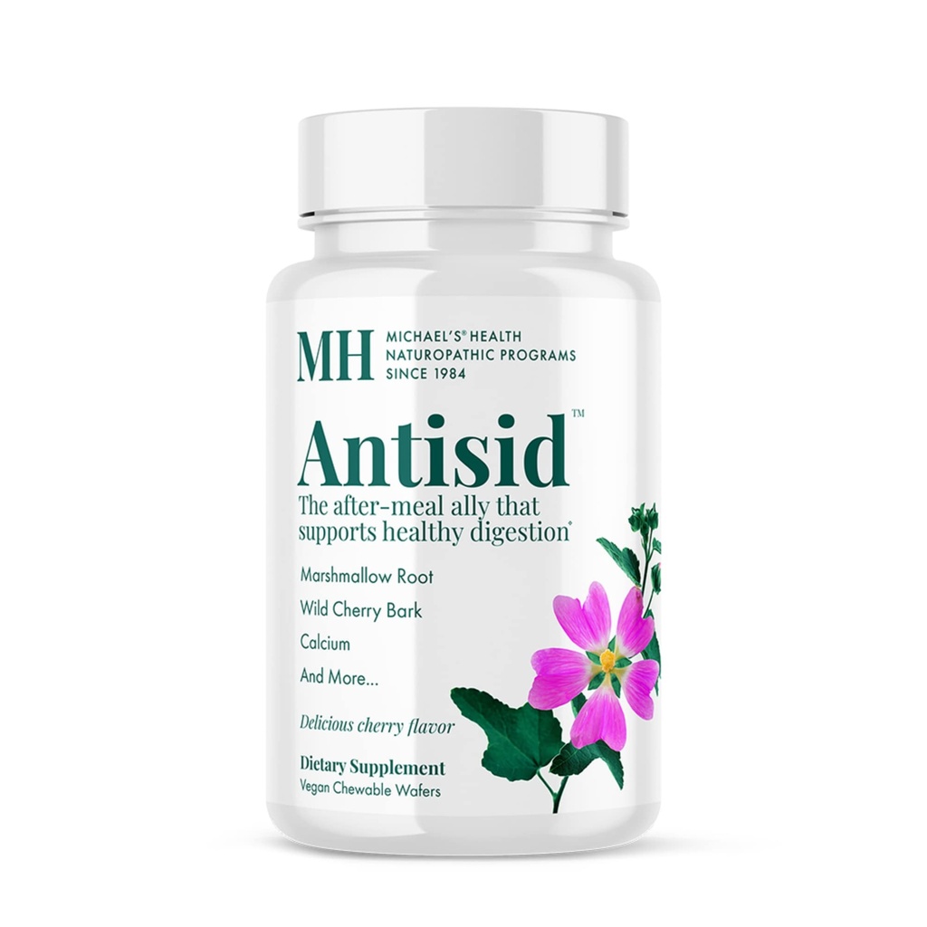 MICHAEL's Health Naturopaattisia ohjelmia Antisidit - 90 Vegan Chewable Wafers - Wild Cherry Flavor - Tukee terveellistä ruokavaliota - Kosher - 30 Tarjoilut