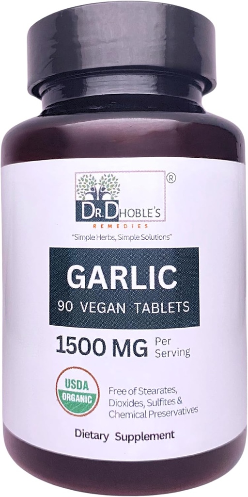 USDA Organiska vitlök tabletter tillverkade naturligt med naturliga örter, inga tillsatser, 1500 Mg / servering, icke-GMO, glutenfri 90 Vegan piller för män och kvinnor