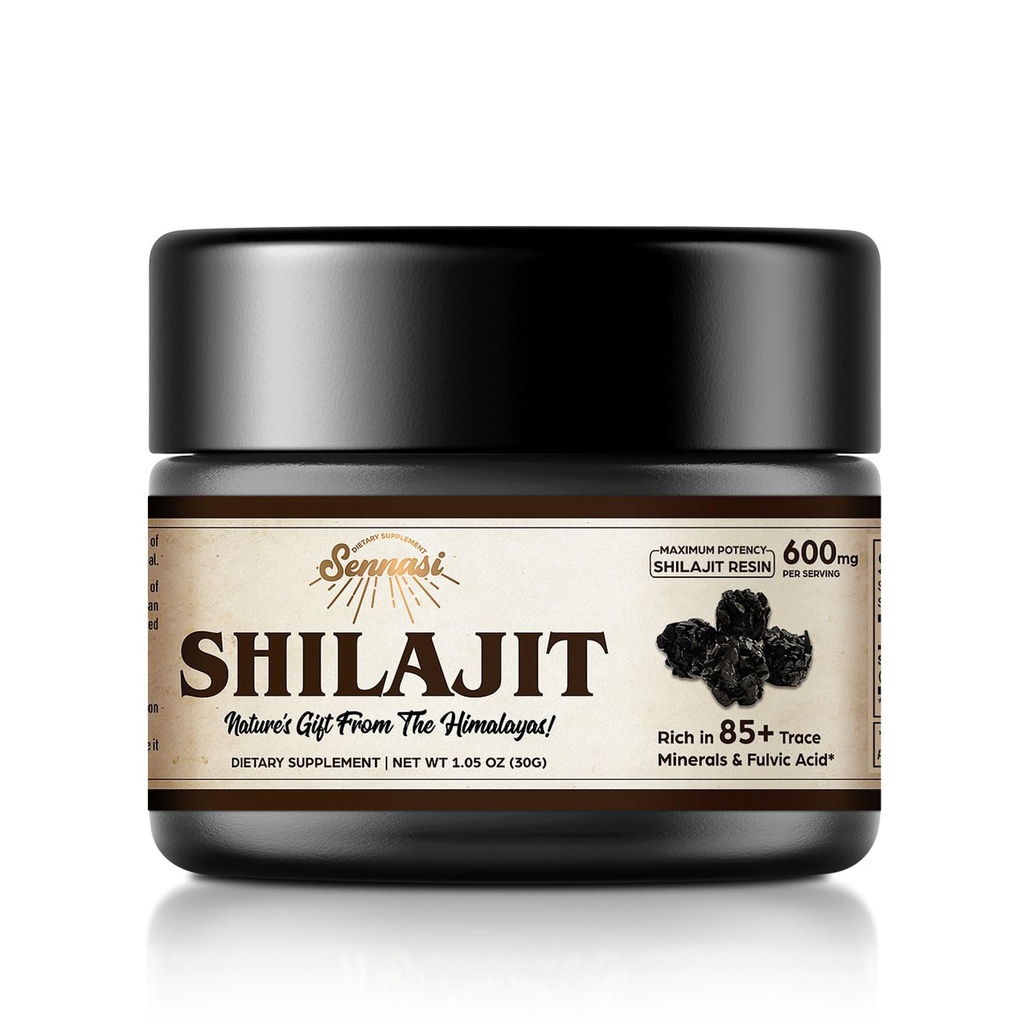 Shilajit Pure Himalayan Organic Shilajit Resin - 600mg Maximum Potency Natural Organic Shilajit Resin med 85 + Trace Minerals & Fulvic Acid för energi, Immune Support, 30 Grams (1 Pack)