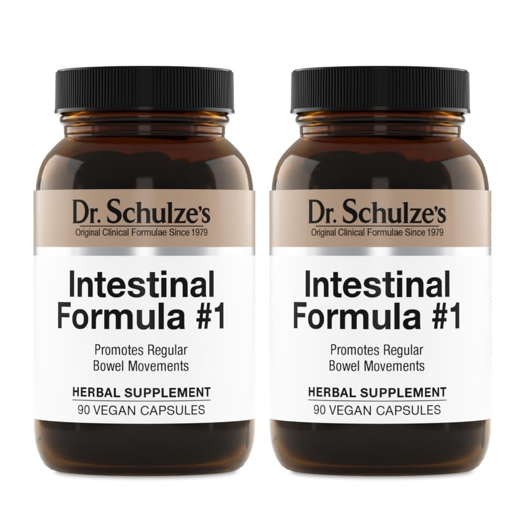 Dr. Schulzes Intestinal Formel #1 - Bowel Movement Supplement för Colon Health Support - Bloating & Constipation Aid - Intestinal Cleanse - All-Natural - Plant-Based - Vegan - 90 Count (2 Pack)