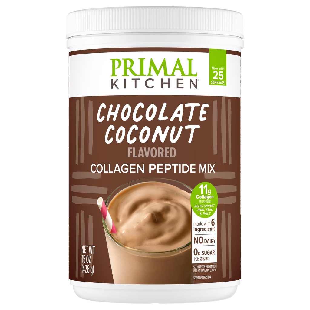 Primal Kitchen Chocolate Collagen Fuel® Drink Mix, Chocolate Coconut Collagen Peptides, Ei meijeriä tai keinotekoisia makeuttajia, 15 Ounces