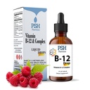 Premium PSH B Complex Liquid Drops med B12 - Natural Energy Booster - USA Made Supplement for Energy and Focus Stress Relief and Energy and Immune Support - 2 fl oz