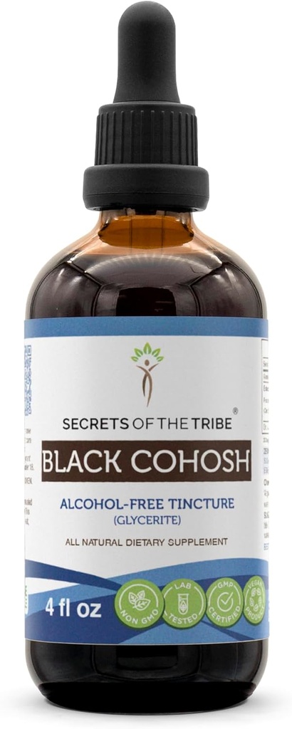 Heimo Musta Cohosh Tincture alkoholiton uute, Korkea-Ptency Kasviperäisten Drops, Tincture Valmistettu vastuullisesti tarhattu musta Cohosh (Cimicifuga Racemosa) Kuivattu juuri 4 oz