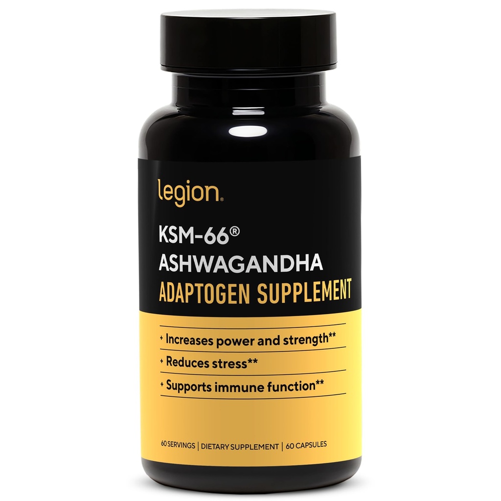 LEGION KSM-66® Ashwagandha Root Extract - Ashwagandha Root Powder Supplement för att förbättra ditt humör, sömn och atletisk prestanda - extra styrka Ashwagandha Root Extract (60 portioner)