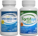 Fortifeye Blue Light och Heart Health Support Bundle | Super Omega-3 Max Fish Oil, 60 Softgels och Focus Blue Light Defense, 30 Softgels