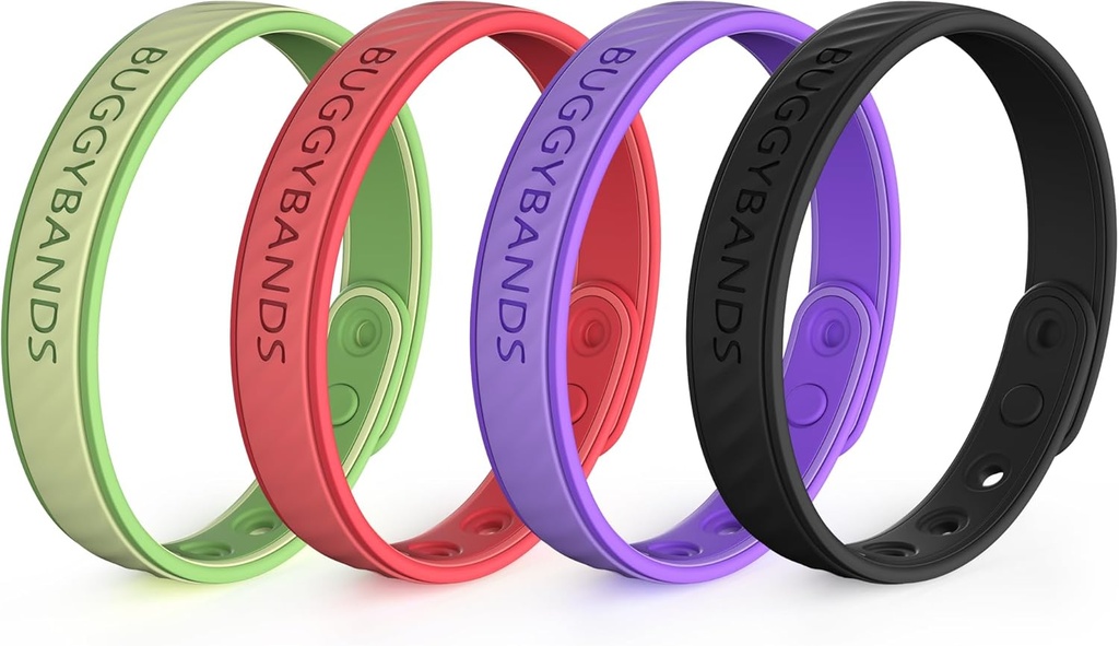 Mosquito Repellent Armband, 4 Pack Silicone Mosquito Repellent Bands med DEET Free, Natural & Waterproof Bug Wristbands för barn och vuxna, Outdoor Traveling Protection (Black & Red & Purple & Green)