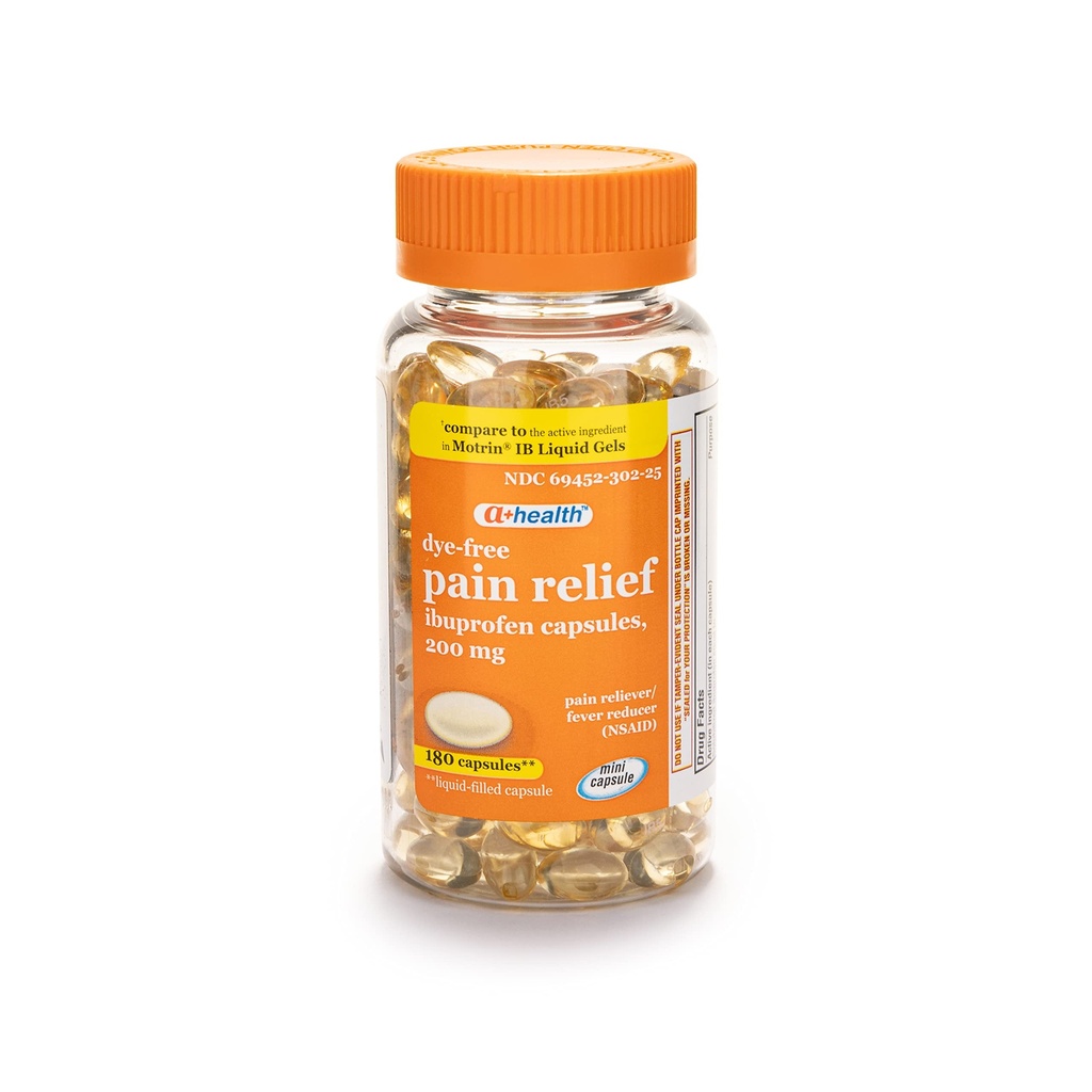A+Health Dye-free Ibuprofeeni 200 Mg Mini Softgels, Pain Reliever/Fever Reducer (NSAID), 180