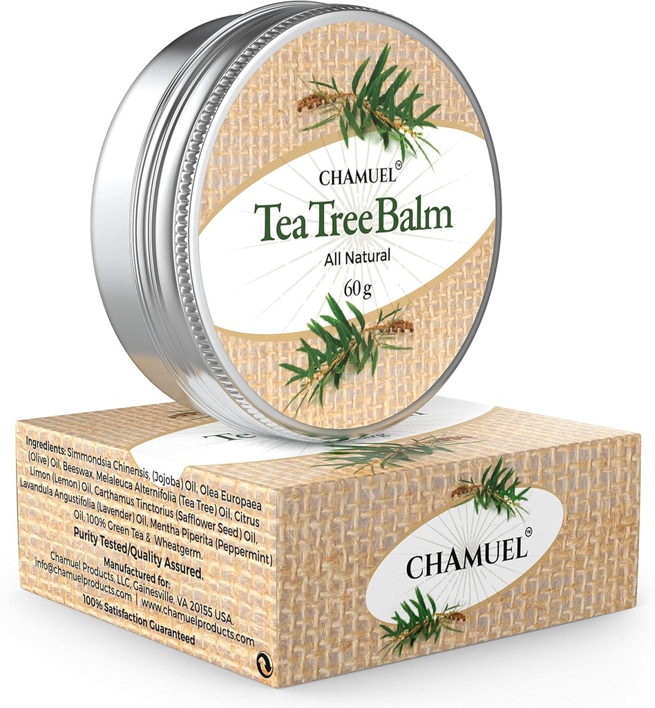 Chamuel Tea Tree Oil Balm - Kaikki luonnonvoide rauhoittava ihottuma, psoriaasi, Rashes, Jock Itch, Hyönteispuremat, Follikuliitti, akne, kutina, murtunut heels, kynsilakat, Saddle Shorses & more!