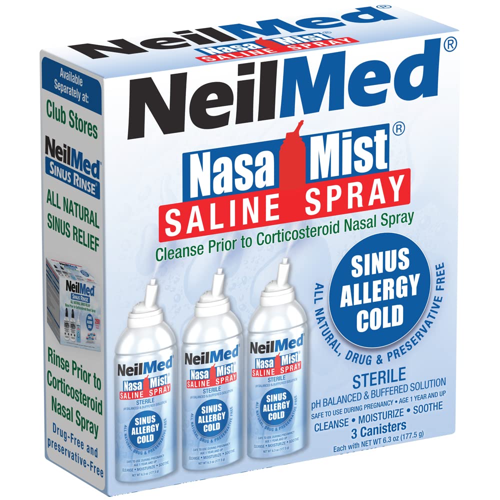 NeilMed NasaMist Isotonic Saline Spray Soothe, Moisturize och Cleanse Använda speciellt utformad tips. 177mL. Innehåller 3 NasaMist canisters