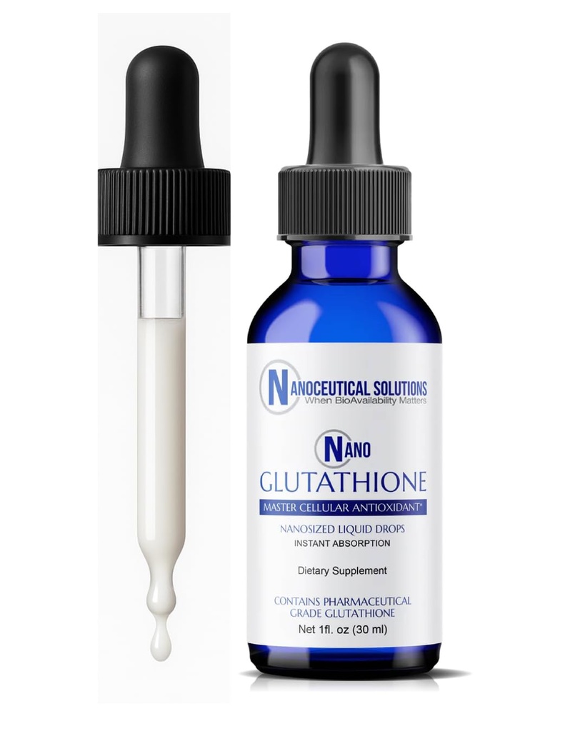 Nano Glutatione Drops by Nanoceutical Solutions, Pharmaceutical Grade Liquid Supplement, Ultratehokas imeytyminen, Jopa 8 kertaa korkeampi kuin Glutatione kapselit ... 30 tarjoilua