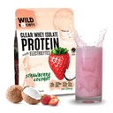 WILD YHTEISKUNTA - Clear Whey Protein + Electrolytes - Refring Whey Protein Isolate Powder - 20g Protein, 0 Lisätty sokeri, GMO-vapaa, luonnon makuja & värit - Mansikka Coconut, 16 oz