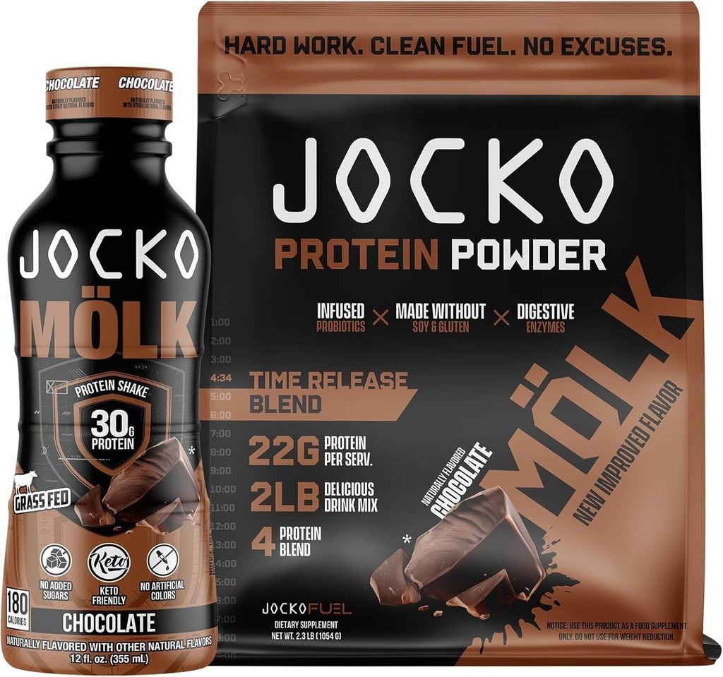 Jocko Fuel 2 Pack Bundle - suklaa MOLK Proteiinijauhe & TTK Proteiini Shake