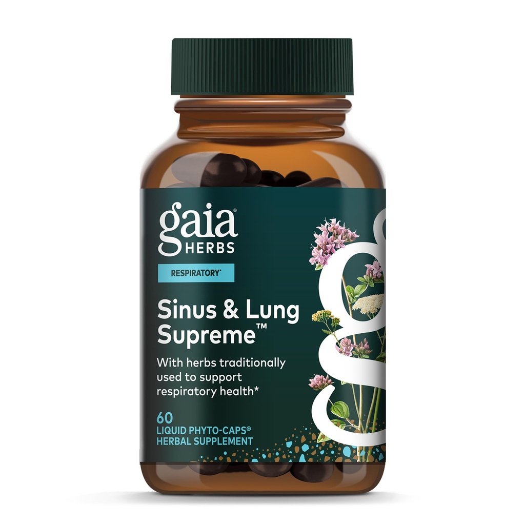 Gaia Herbs Sinus & Lung Supreme - Keuhkojen tuki täydentää hengitysteiden terveyttä - Sinus Support -Vegaani, Gluteeniton & Dairy Free - Plant-Baseed Formula - 60 kapselia