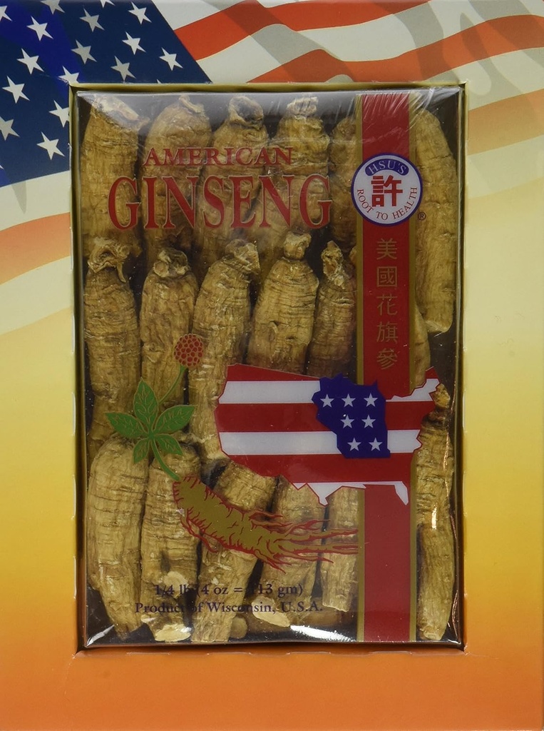 Hsu SKU 0132-4, Ginseng Half Short Medium Cultivated American Ginseng Roots (4 oz = 113 gm / Box), 0132-4, 0132.4
