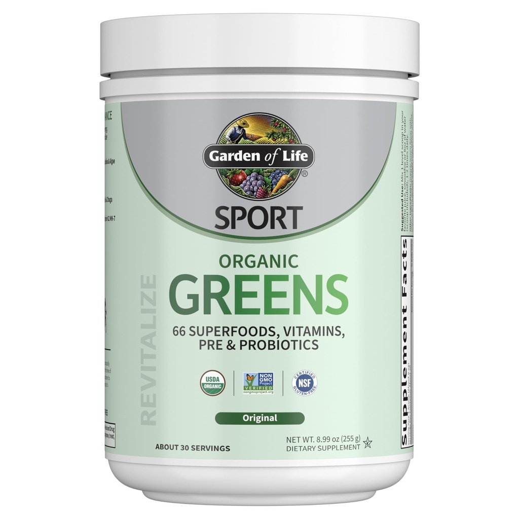 Puutarha Life Sport Nutrition Greens ja Superfoods Powder for Women and Men - Unmariored, Organic Blend - Spirulina, Hedelmät, Vitamiinit, Pre & Probiootit, Sienet, Yleisurheilu lisäravinteet, 30 Tarjoilut
