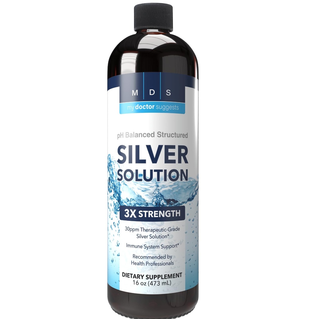Alkalisk Strukturerad Silver Liquid Supplement 30ppm - Immun och Gut Health Support - Extra Strukturerad kolloidal Silver Mineral Supplements - Tillverkad i USA (16 oz)