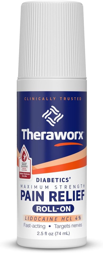 Theraworx Maximum Strength Diabetics' Pain Relief Roll-On - 2,5 oz - 1