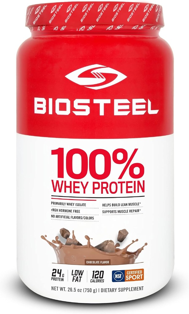 BioSteel Sports Chocolate 100% Whey Protein Powder Supplement, rBGH Hormoni ilmaiseksi ja ei-GMO Post Treout Formula, 25 Servings, 25.5 Ounces Luotettu Pro urheilijat, NSF urheilu