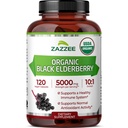 Zazzee USDA Organic Black Elderberry 10:1 uute, 5000 mg vahvuus, 120 vegan kapselia, 2 kuukautta toimitus, vakioitu, väkevä 10X uute, 100% kasvissyöjä, kaikki luonnolliset, ei-GMO, valmistettu Yhdysvalloissa