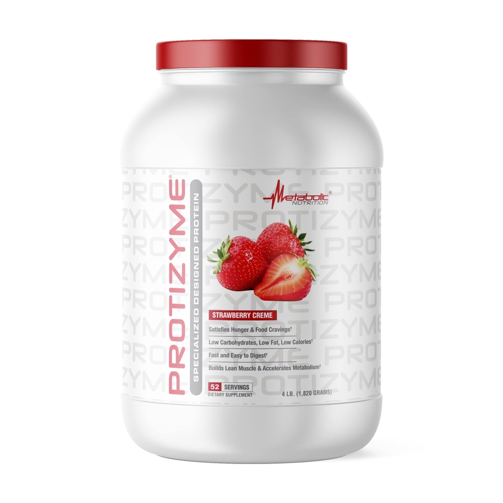 Metabolinen ravitsemus, Protizyme, 100% Whey Protein Powder, High Protein, Low Carb, Low Fat Whey Protein, Dgestive Enzymes, 24 Essential Vitamiineja ja Minerals, 4 punta (52 ser)