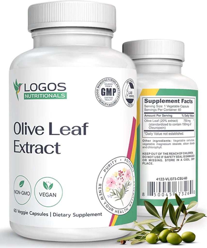 Olive Leaf Extract Kapselit - Immuuni Supplement miesten ja naisten, polyfenoli ja Flavonoid yleistä hyvinvointia - ei-GMO ja Vegan Olive Oil Kapselit - 60 Count