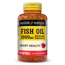 MASON NATURAL Omega,3 Fish Oil, 200,Day Supply, 1000mg EPA ja DHA yhteinen tuki, Softgel pillereitä