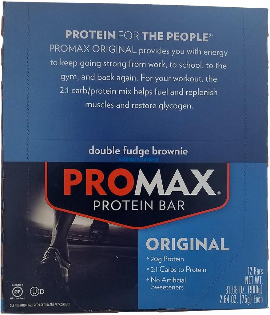 Promax Protein Bar Double Fudge Brownie - 12 - 2.64 oz (75 g) barer [31.68 oz (900 g)]