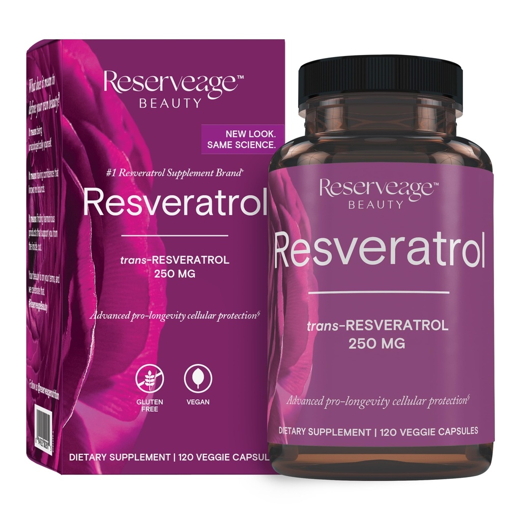 Reservskönhet, Resveratrol 250 mg, Antioxidant Supplement för hjärt- och cellulär hälsa, stöder hälsosam åldrande och immunsystem, Paleo, Keto, 120 kapslar