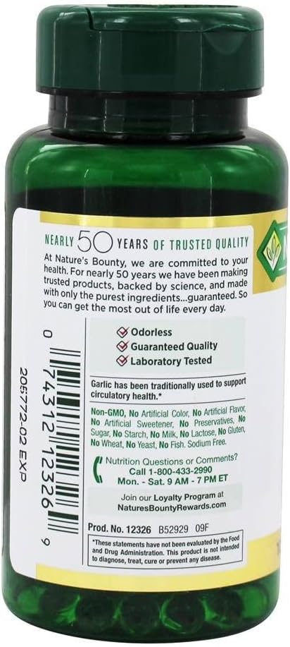 Naturens Bounty Garlic Extract 1000 mg, 100 Rapid Release Softgels (Pack of 2)