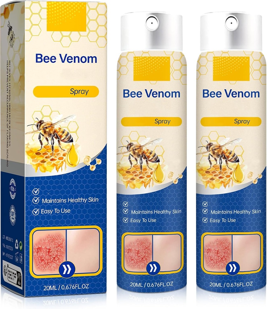 Bee Venom Spray - 100% Pure Natural Venom korjaus, Bee Venom Skin Spray kaikille ihotyypeille (2PCS)