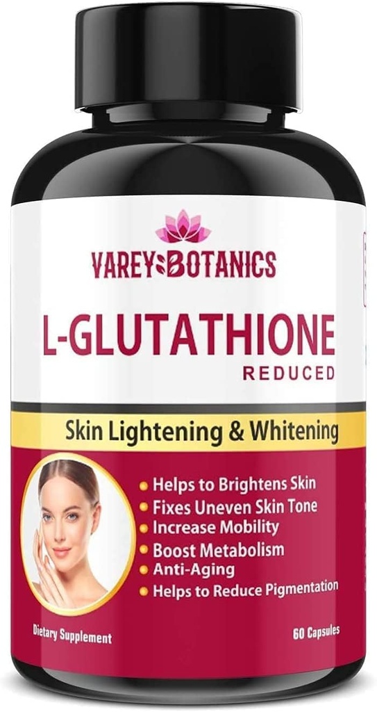 SPEC VAREY BOTANICS L-Glutatione ihon valkaisu ja Lightening kapselit C-vitamiinia & E, Biotiini ja viinirypäleen siemenuute-1000 mg - miehille ja naisille - 60 kapselia