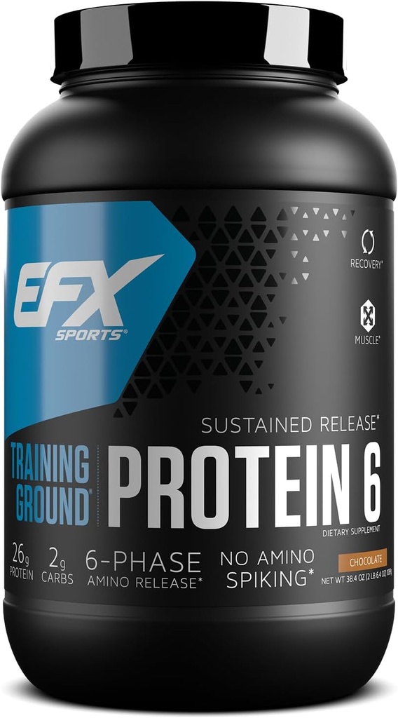 EFX Sports Training Ground Protein 6 | Whey Isolate & Concentrate, Egg White och Pea Protein | 26g 6-Source Sustained Release Protein | 32 portioner (Chocolate)