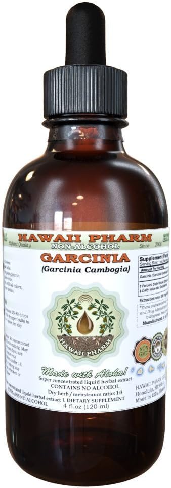 Rena Garcinia Alkoholfri flytande extrakt, organisk Garcinia (Garcinia cambogia) Torkad frukt Glycerit Hawaii Pharm Natural Herbal Supplement 2 fl.oz