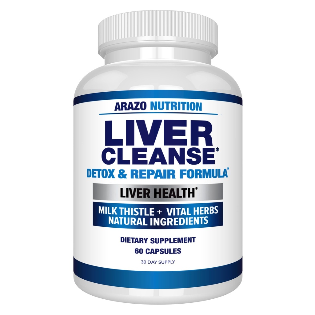 Arazo Nutrition Liver Cleanse Detox & Repair Formula ... Milk Thistle Herbal Support Supplement: Silymarin, Beet, Artisoke, Voikukka, Chicory Root