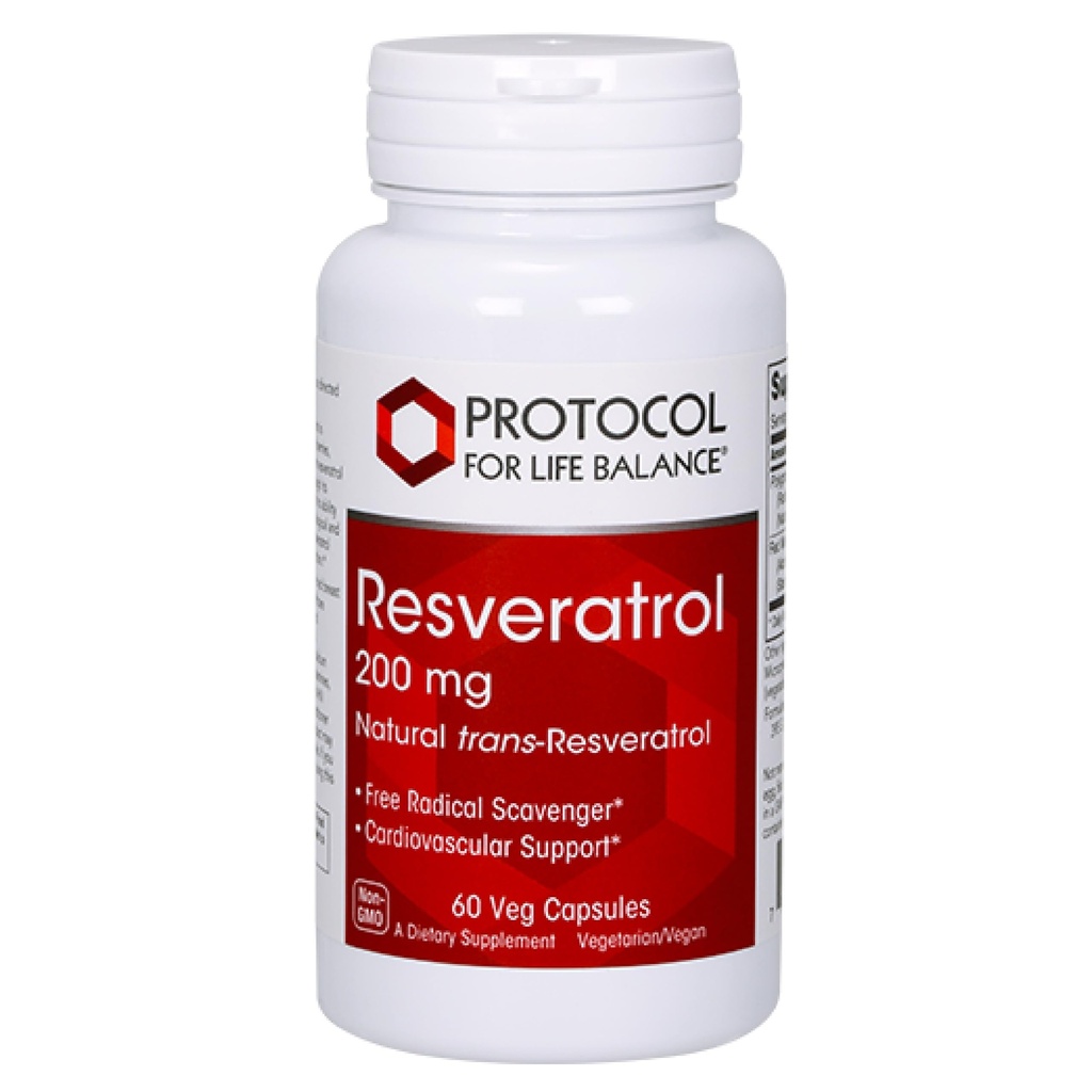 PROTOCOL FOR LIFE BALANCE Resveratrol 200 mg - Trans-Resveratrol - med japansk Knotweed & Grape Seed Extract - Vegan & Non-GMO - 60 Veg kapslar