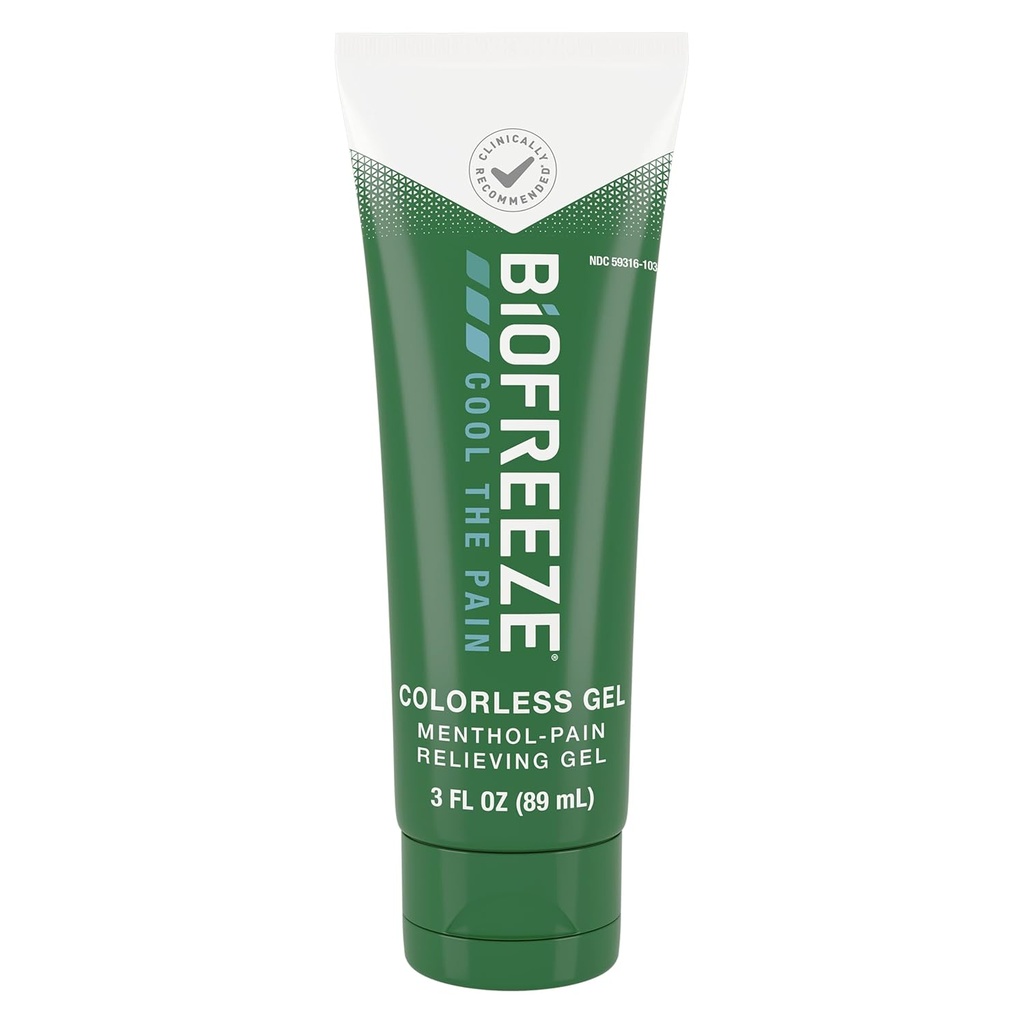 Biofreeze Mentol Pain Reliving Gel Väritön Gel 3 FL OZ Tube kivunlievitys liittyy kalpea lihaksia, niveltulehdus, yksinkertainen selkäkipuja, ja nivelkipu (Pakkaus toukokuussa Vary)