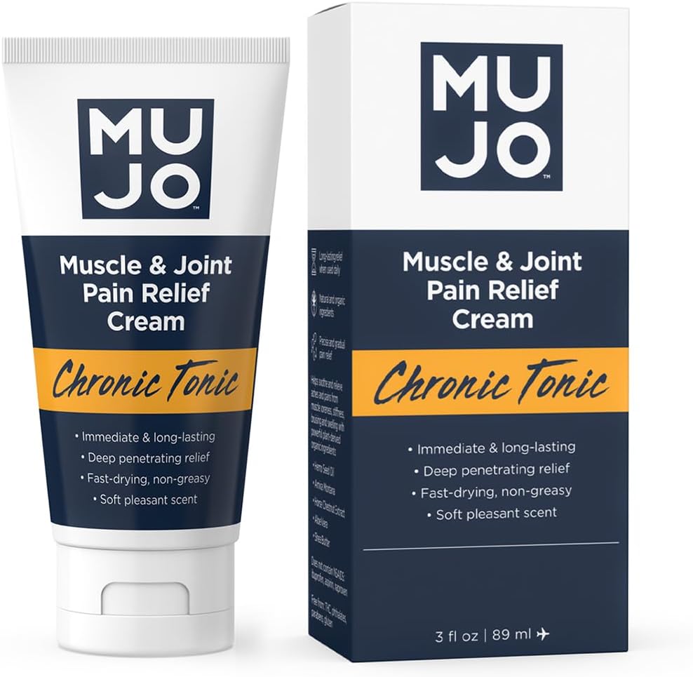 MUJO Chronical Tonic Muscle & Joint Pain Relief Cream - Nopeasti toimiva, Long-Lest Organic Ingredients - Syvä läpäisykyky niveltulehdus / Sprains - 3 fl oz